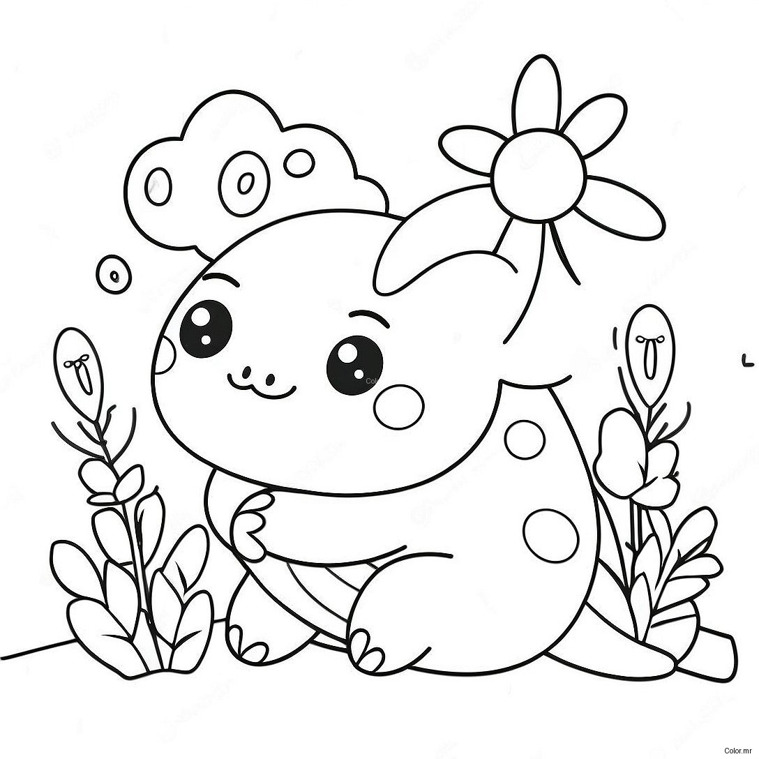 Cute Squishmallow Axolotl With Flowers Coloring Page 6815 5541