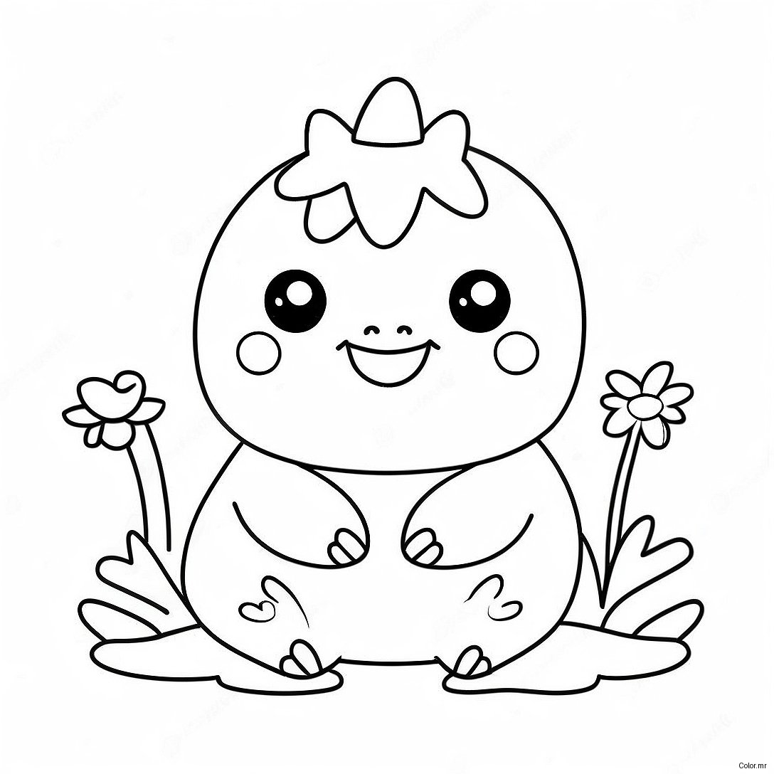 Cute Squishmallow Axolotl With Flowers Coloring Page 6815 5542