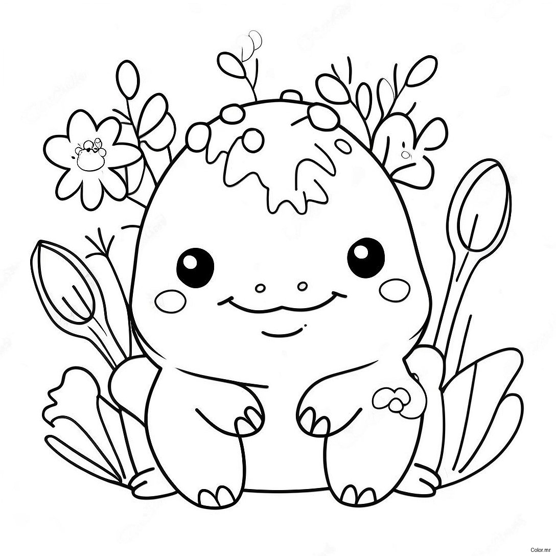 Cute Squishmallow Axolotl With Flowers Coloring Page 6815 5543