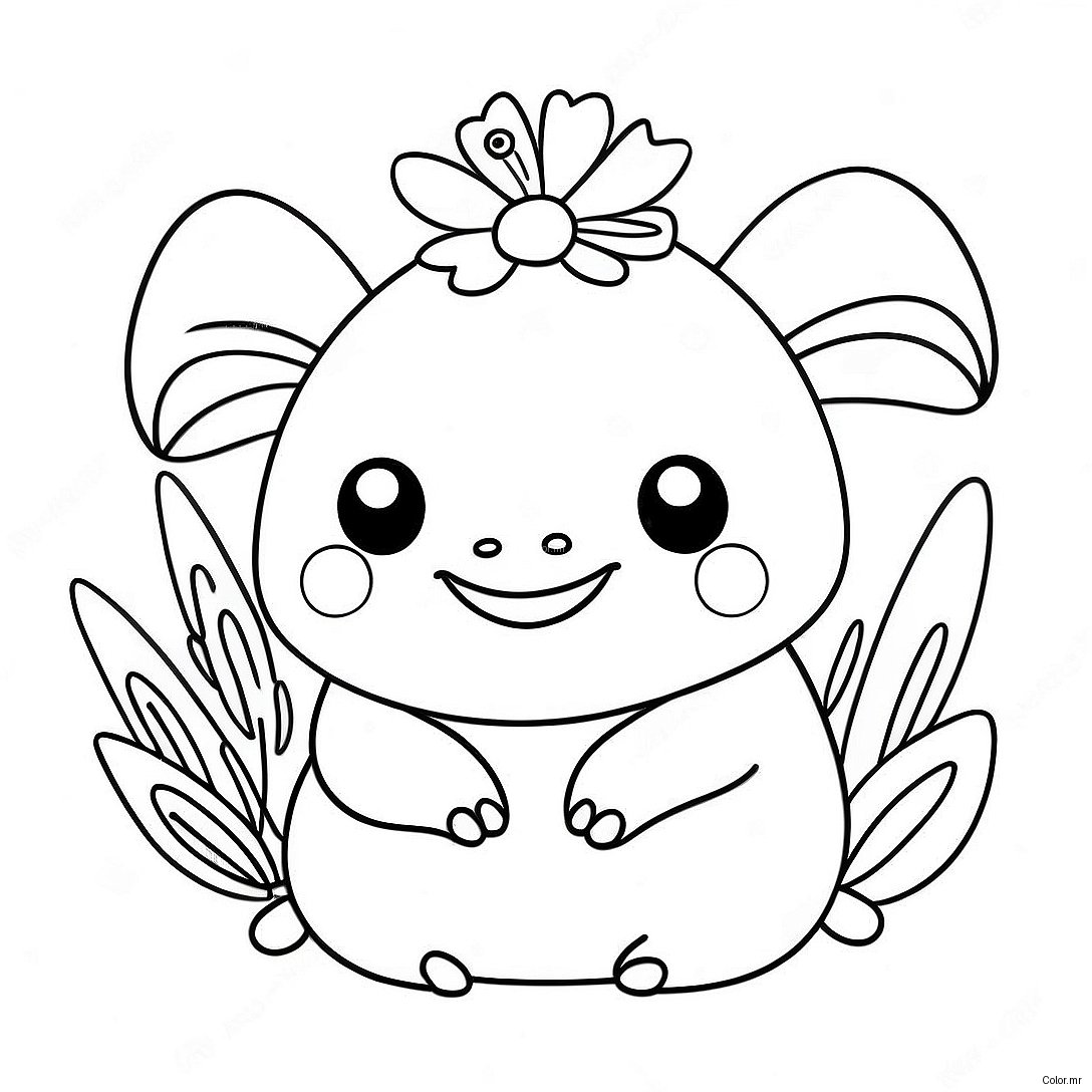 Cute Squishmallow Axolotl With Flowers Coloring Page 6815 5544