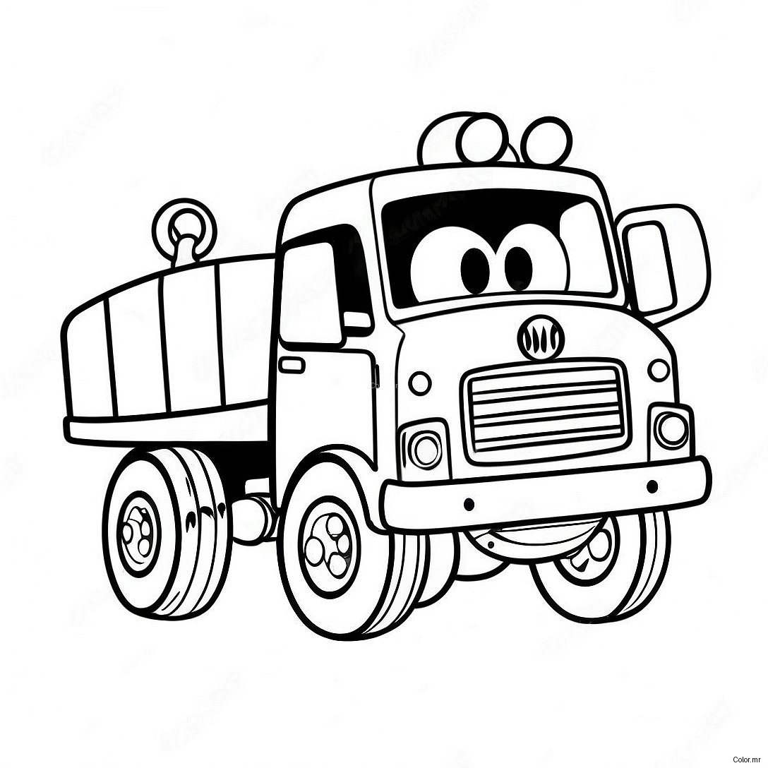 Cute Tow Truck With A Happy Face Coloring Page 24275 22321