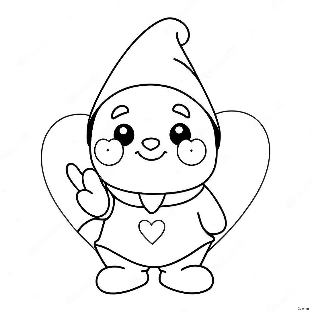 Cute Valentine Gnome With Heart Coloring Page 5955 4758