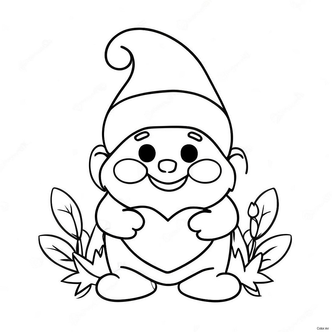 Cute Valentine S Day Gnome With Heart Coloring Page 51845 43165