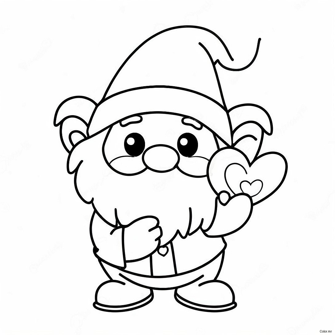 Cute Valentine S Day Gnome With Heart Coloring Page 51845 43167
