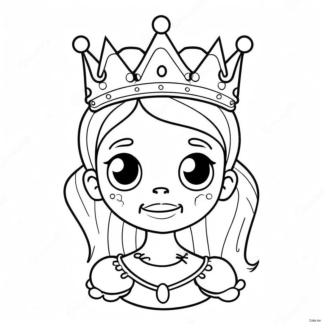 Cute Zombie Princess With A Crown Coloring Page 64391 53237