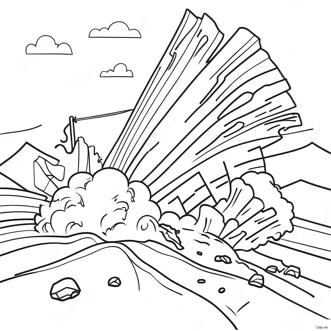 Destructive Earthquake Scene Coloring Page 21653 20080
