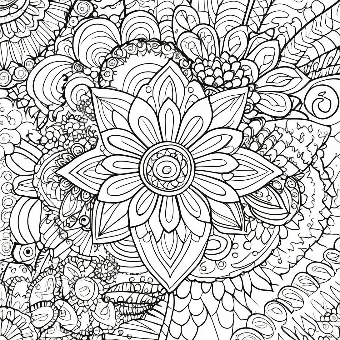 Detailed Grayscale Floral Mandala Coloring Page 12537 10426