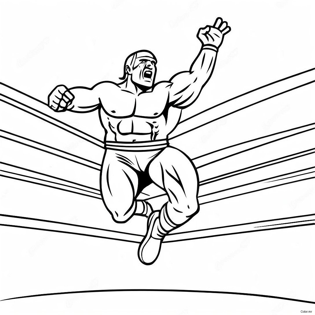 Detailed Wwe Wrestler Jumping On Opponent Coloring Page 68703 56649