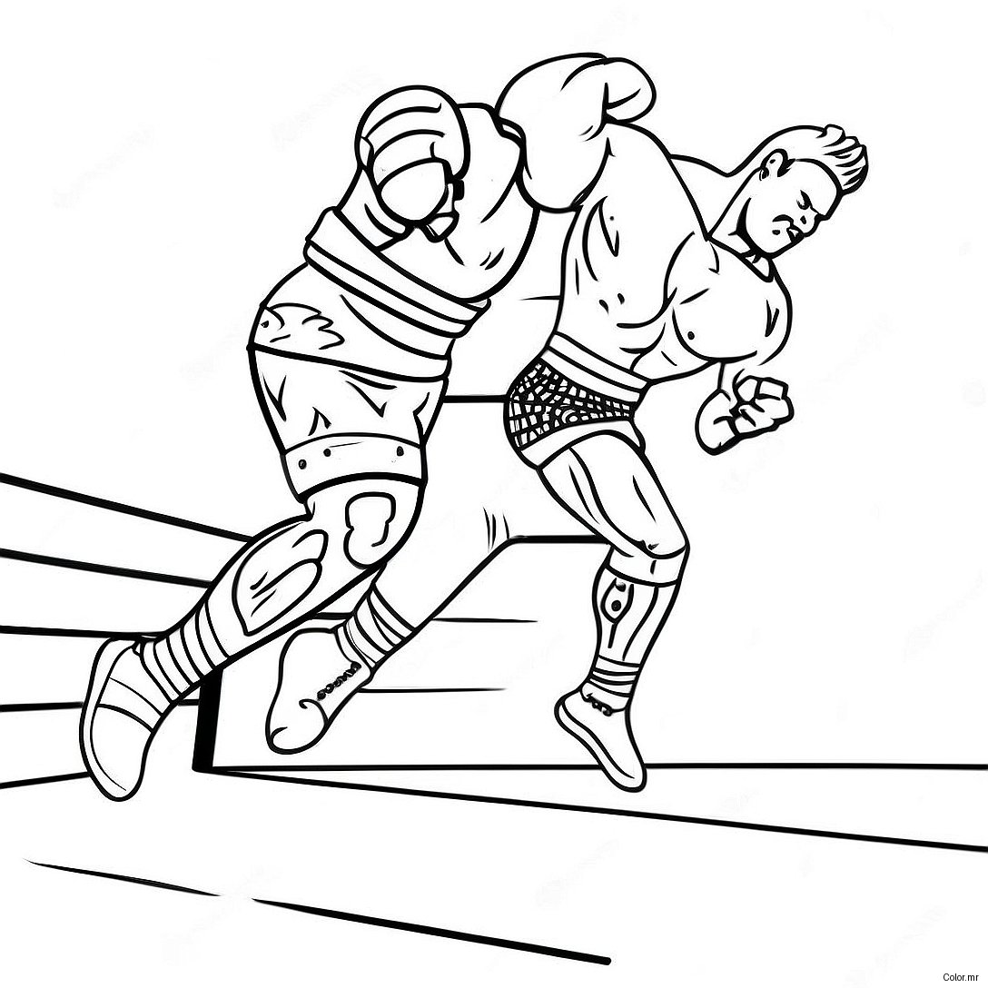 Detailed Wwe Wrestler Jumping On Opponent Coloring Page 68703 56650