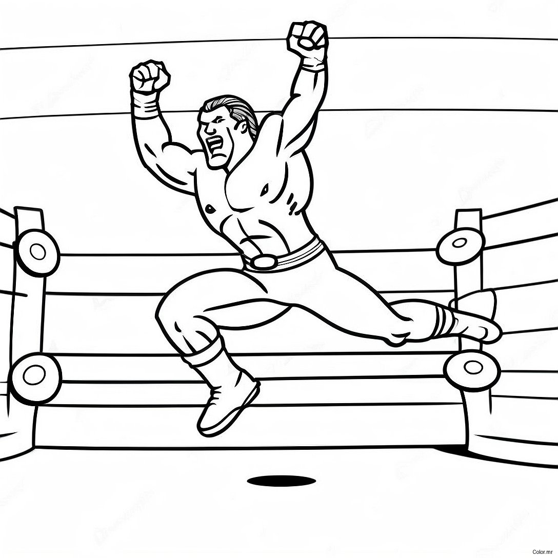 Detailed Wwe Wrestler Jumping On Opponent Coloring Page 68703 56651