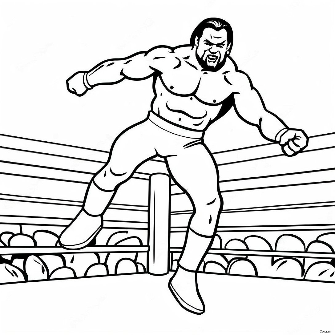 Editable Wwe Wrestler Jumping On Opponent Coloring Page 53237 44266