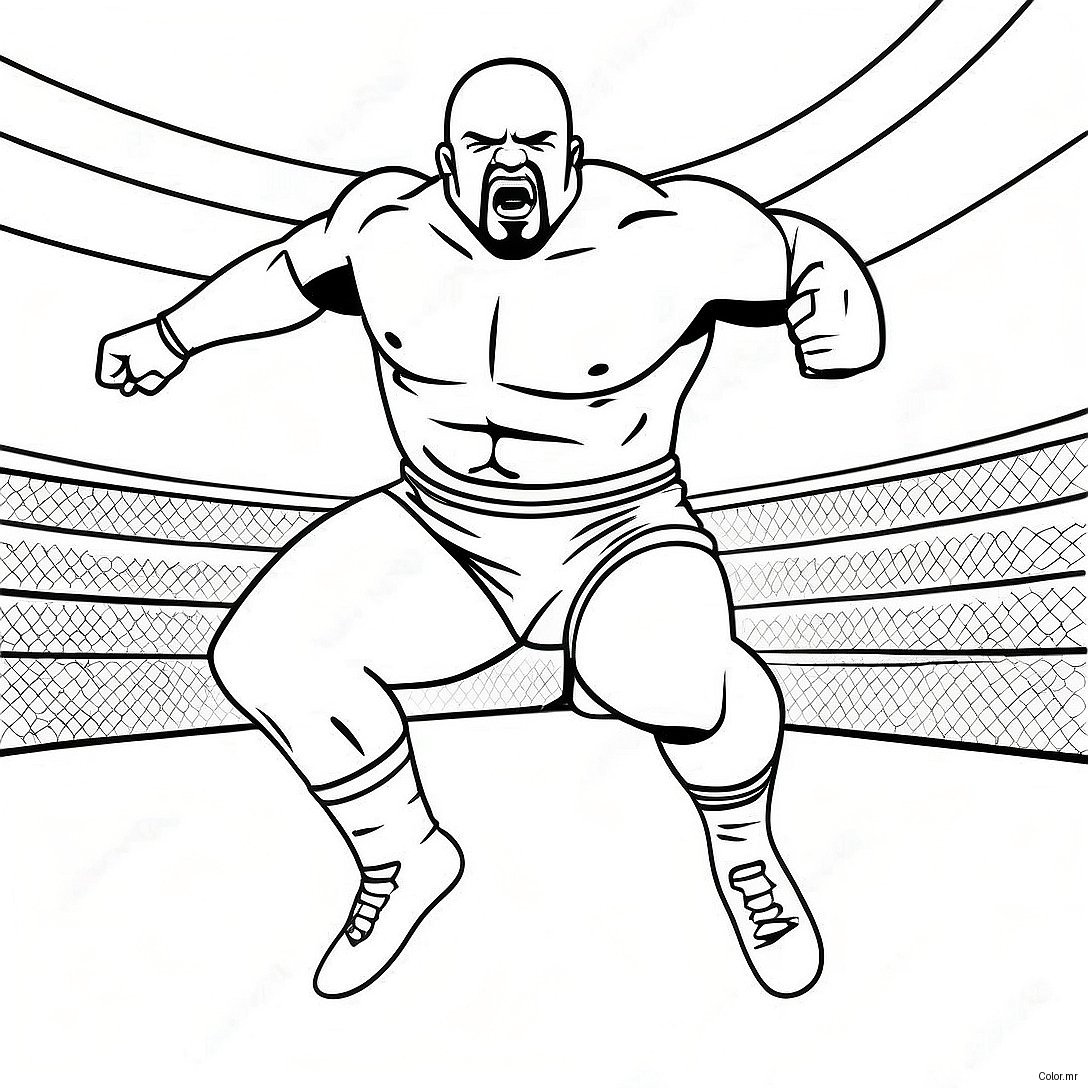 Editable Wwe Wrestler Jumping On Opponent Coloring Page 53237 44267