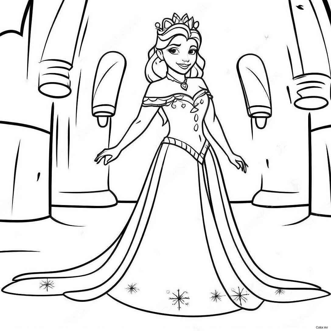 Elegant Ice Queen In A Frozen Castle Coloring Page 47394 39425