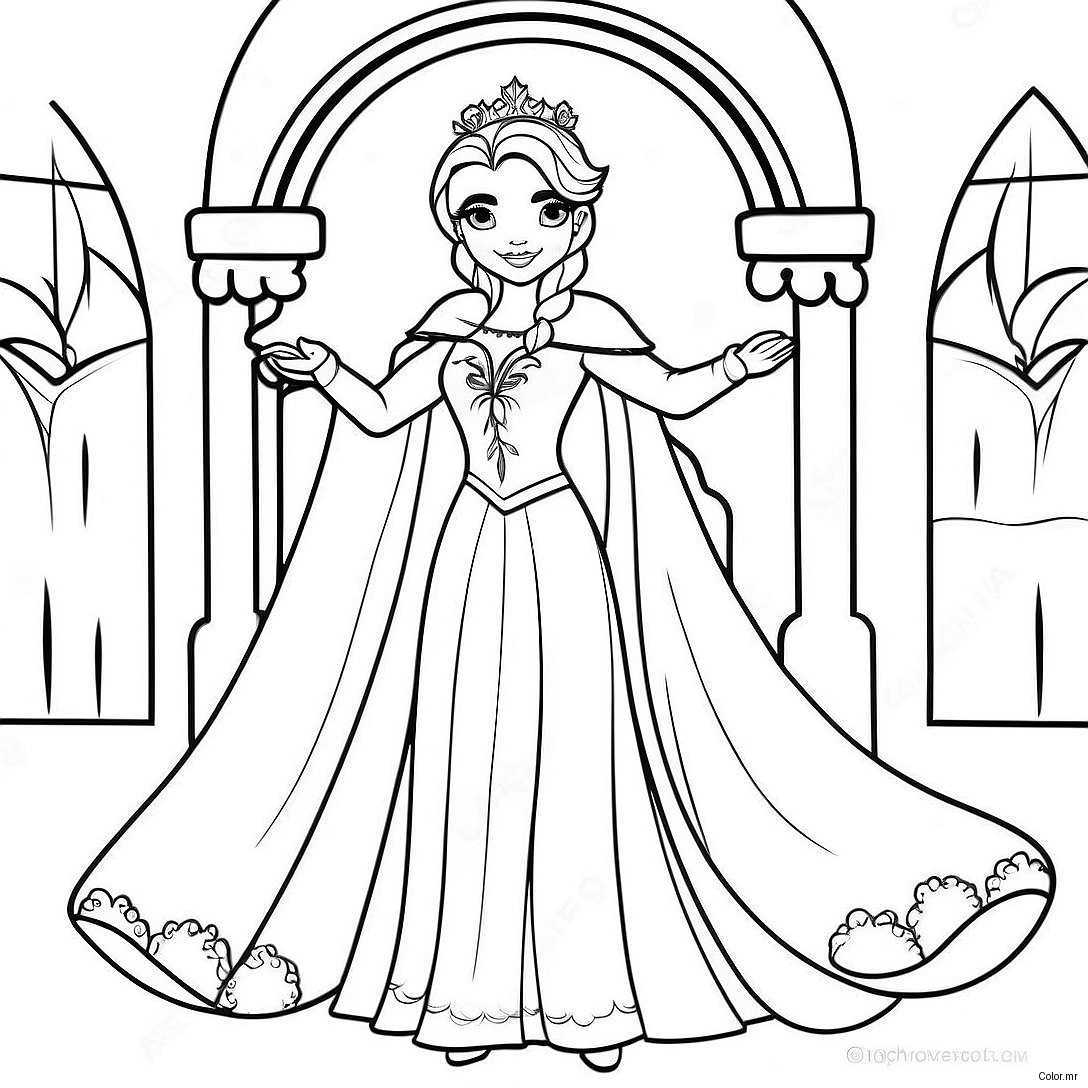 Elegant Ice Queen In A Frozen Castle Coloring Page 47394 39426