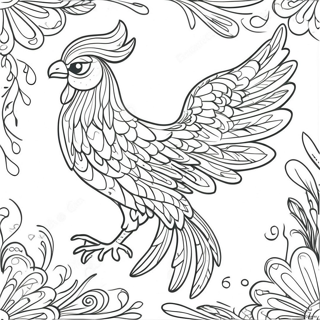 Elegant Phoenix With Flowing Feathers Coloring Page 43353 36082