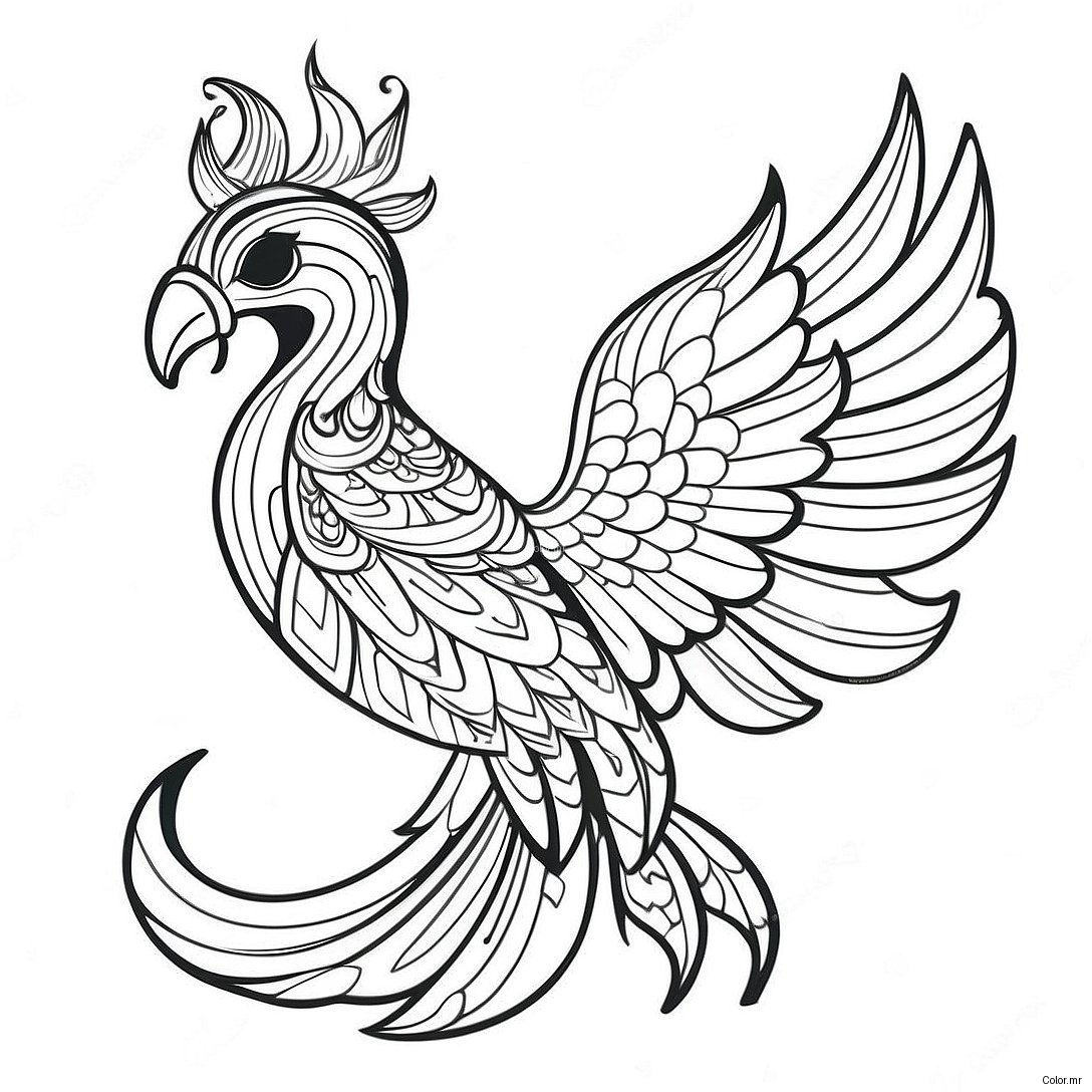 Elegant Phoenix With Flowing Feathers Coloring Page 43353 36083