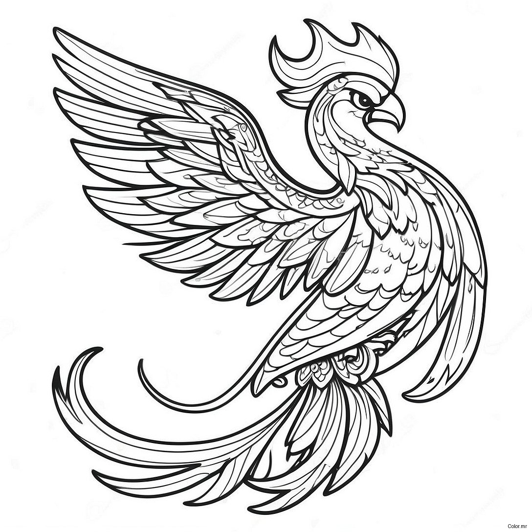 Elegant Phoenix With Flowing Feathers Coloring Page 43353 36084