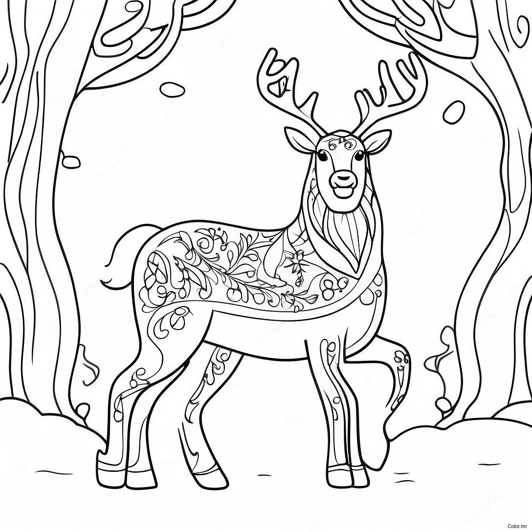 Elegant Reindeer In Winter Wonderland Coloring Page 49275 40935