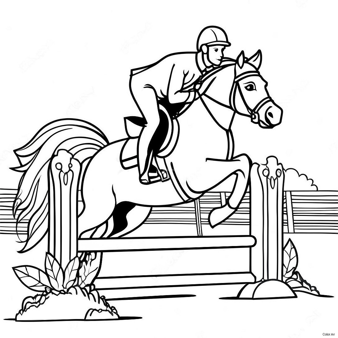 Elegant Show Jumping Horse In Action Coloring Page 18829 15753