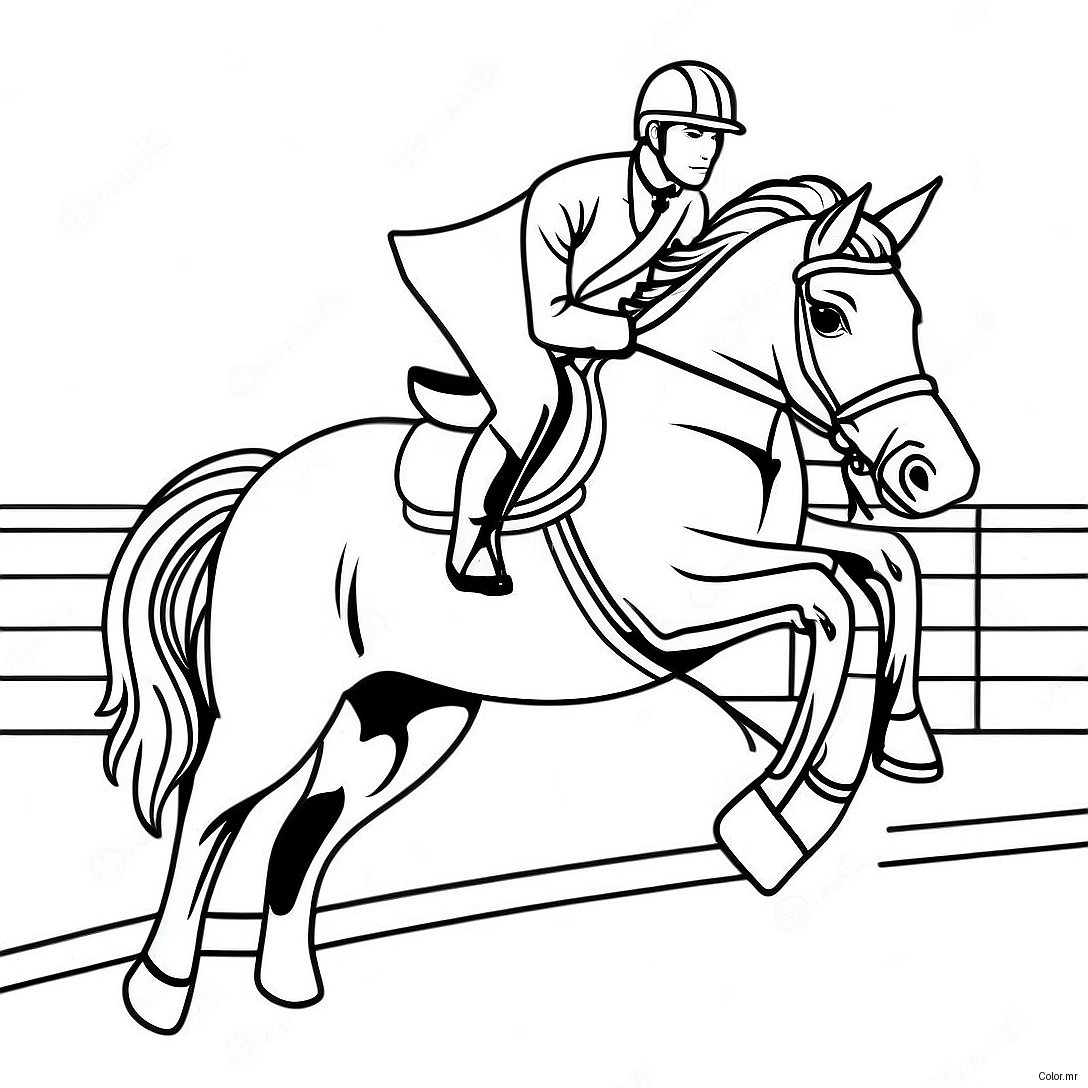 Elegant Show Jumping Horse In Action Coloring Page 18829 15756