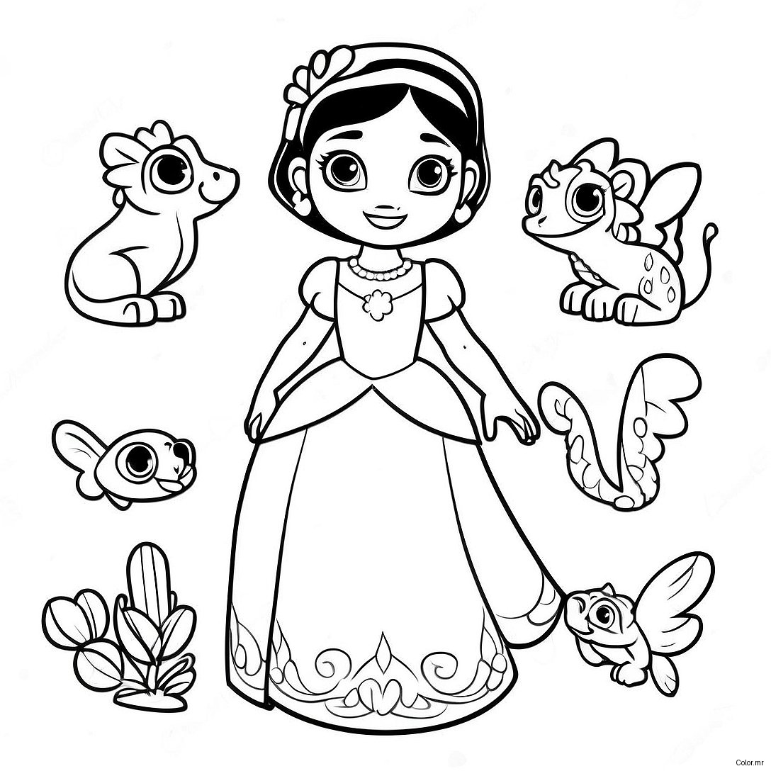 Elena Of Avalor With Magical Creatures Coloring Page 1942 1600