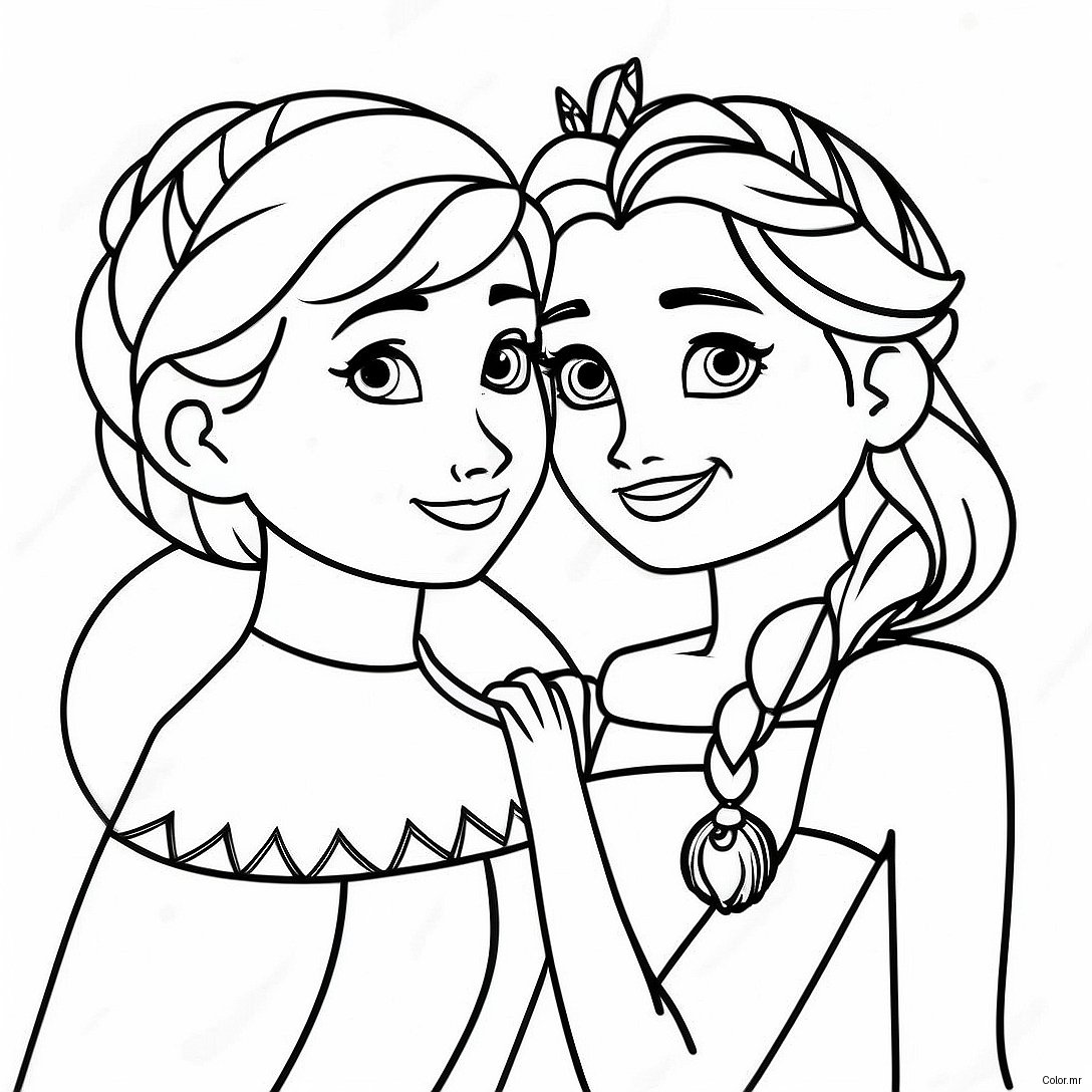 Elsa And Anna Birthday Celebration Coloring Page 42602 35485