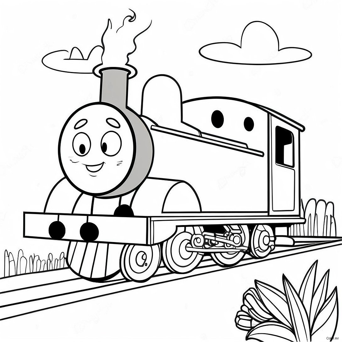Emily The Engine With Colorful Flowers Coloring Page 72845 60152