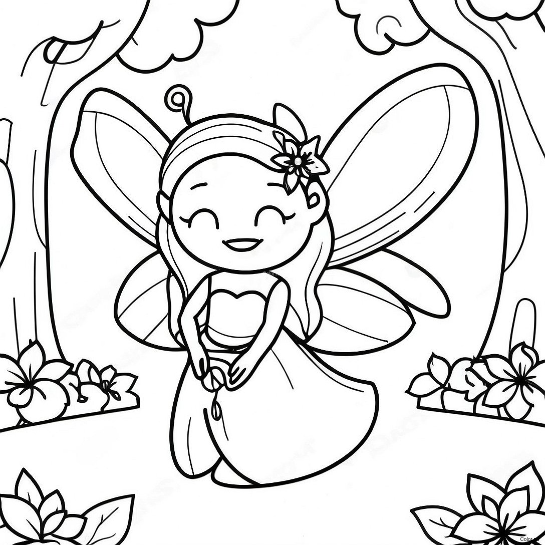 Enchanting Fairy In A Magical Forest Coloring Page 46214 38498
