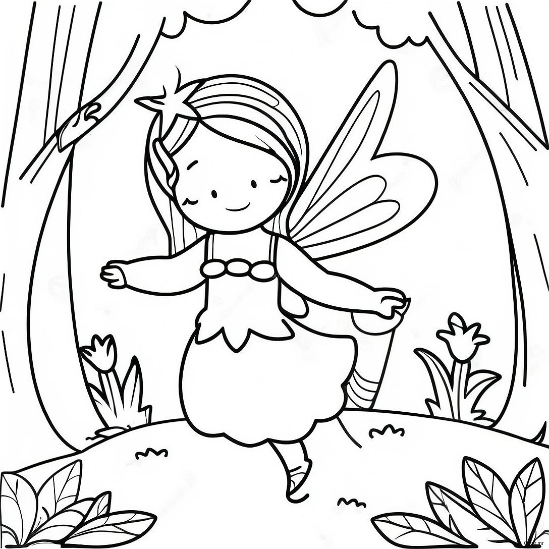 Enchanting Fairy In A Magical Forest Coloring Page 46214 38499