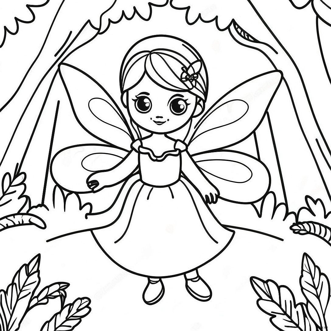 Enchanting Fairy In A Magical Forest Coloring Page 46214 38500