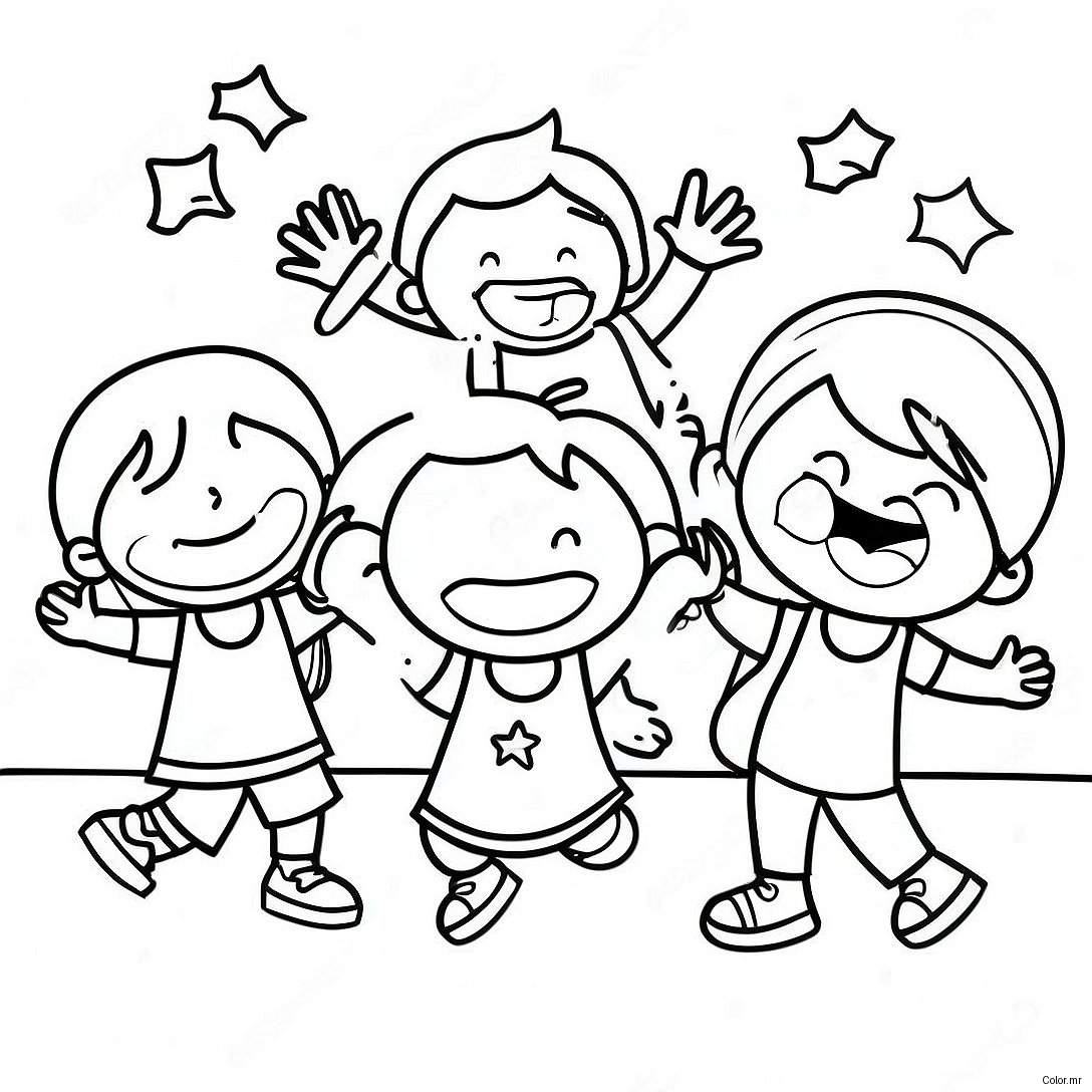 Excited Kids On First Day Of Second Grade Coloring Page 66681 55088