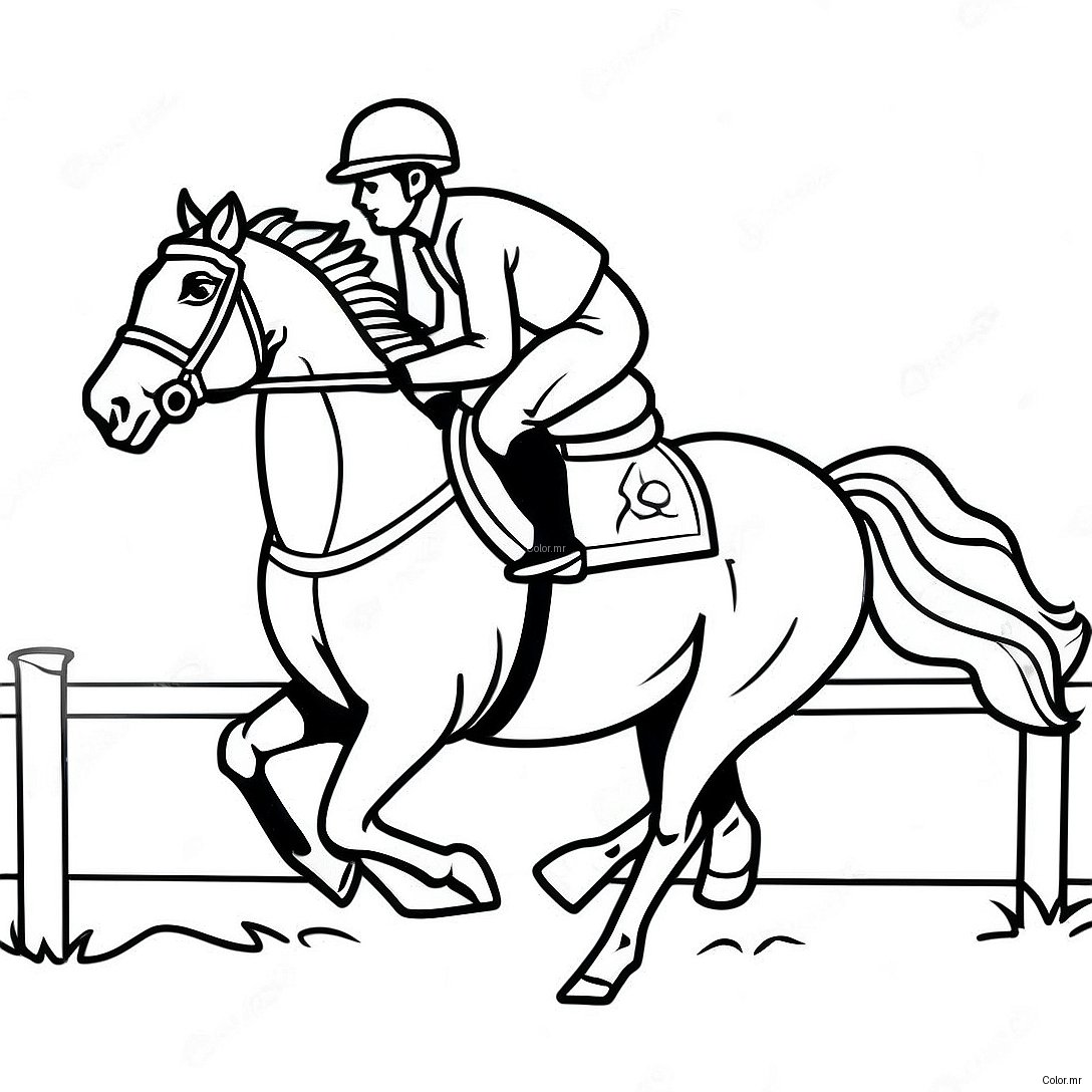 Exciting Jockey Riding A Galloping Horse Coloring Page 57755 48020