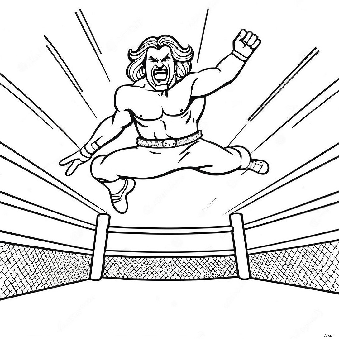 Exciting Wwe Wrestler Jumping On Opponent Coloring Page 32440 16850
