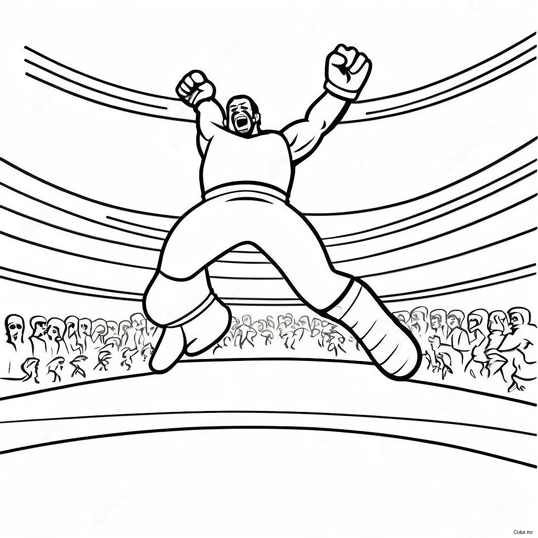 Exciting Wwe Wrestler Jumping On Opponent Coloring Page 32440 16851