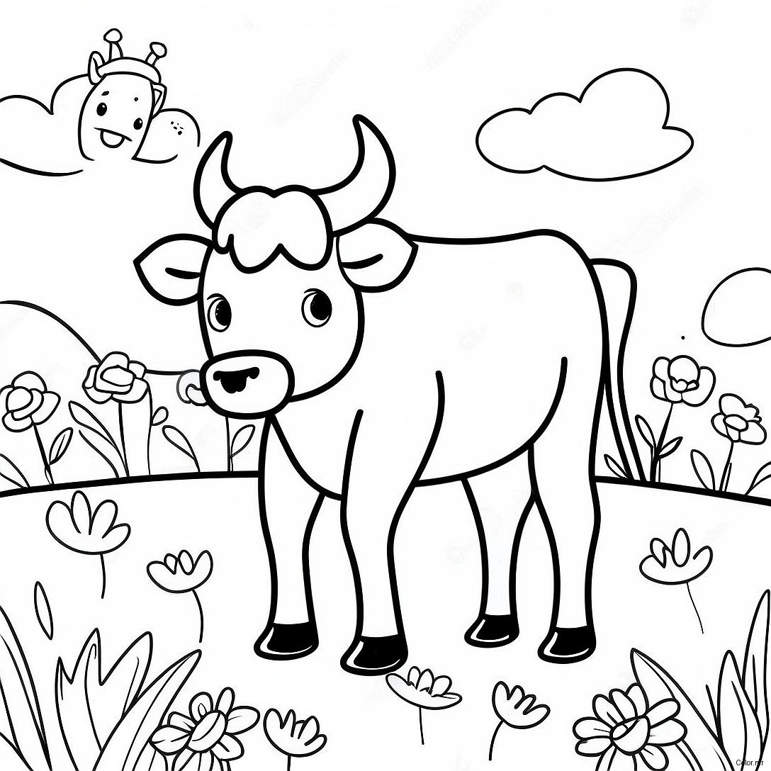 Ferdinand The Bull In A Flower Field Coloring Page 19759 18457