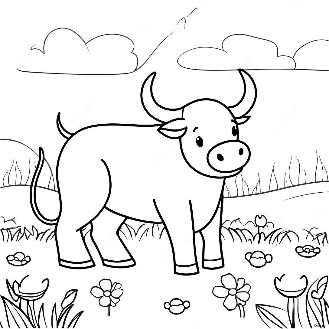 Ferdinand The Bull In A Flower Field Coloring Page 19759 18458