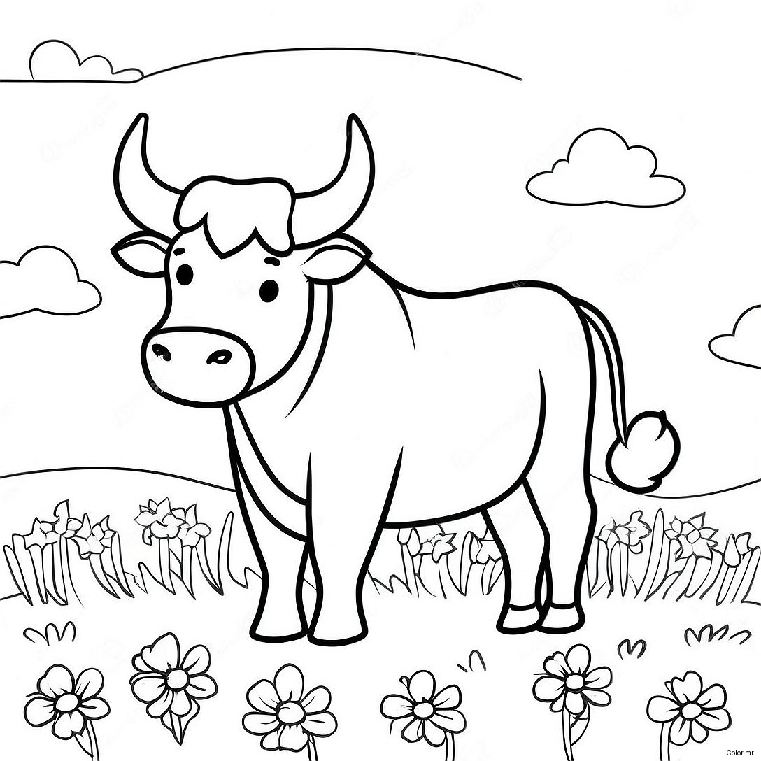 Ferdinand The Bull In A Flower Field Coloring Page 19759 18460