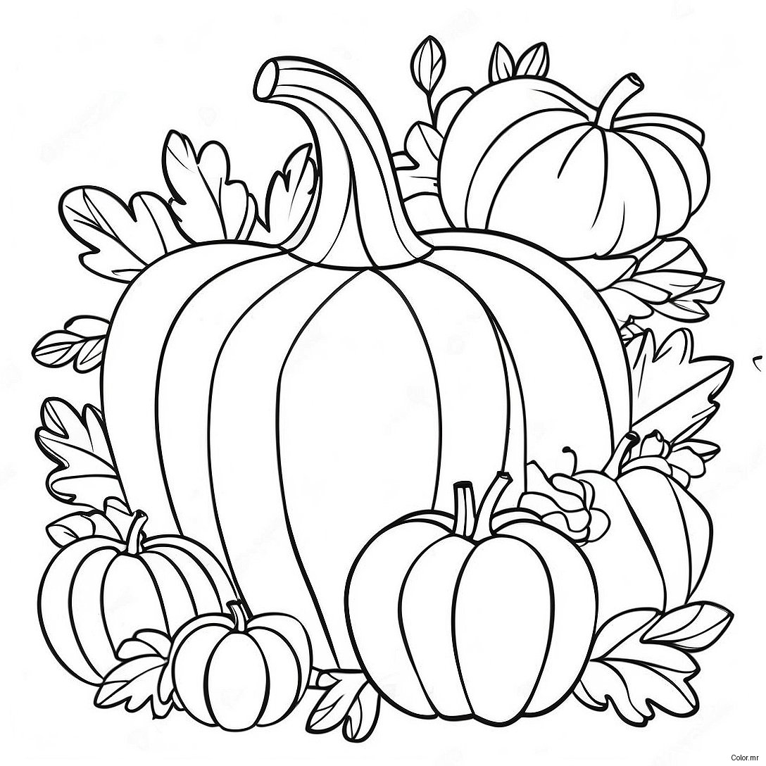 Festive Cornucopia With Pumpkins Coloring Page 44153 36725