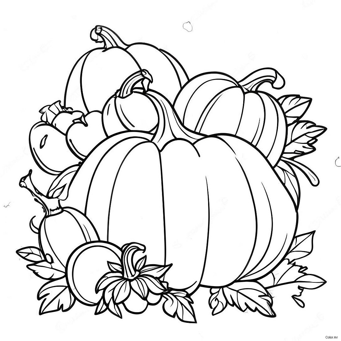 Festive Cornucopia With Pumpkins Coloring Page 44153 36726