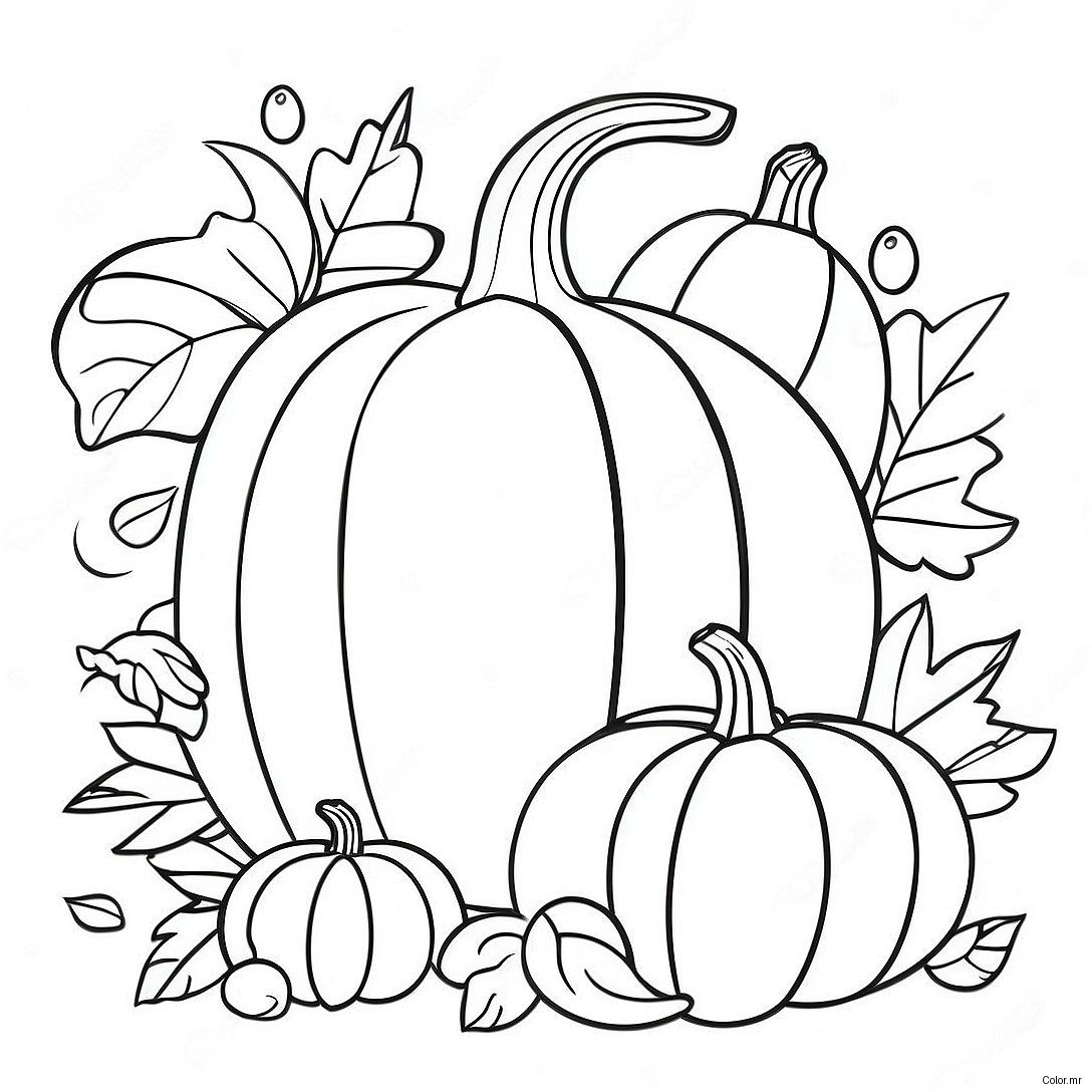 Festive Cornucopia With Pumpkins Coloring Page 44153 36727