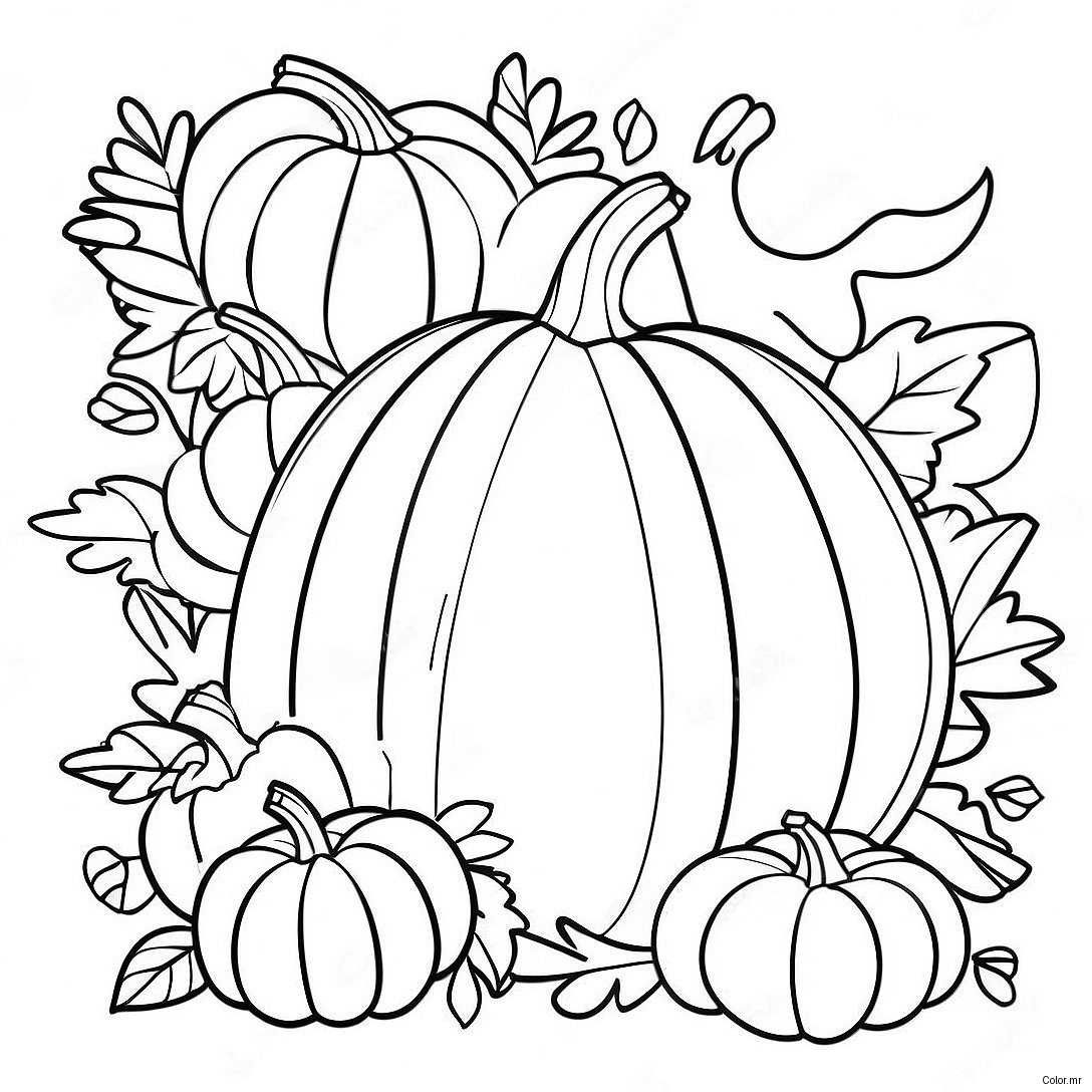 Festive Cornucopia With Pumpkins Coloring Page 44153 36728