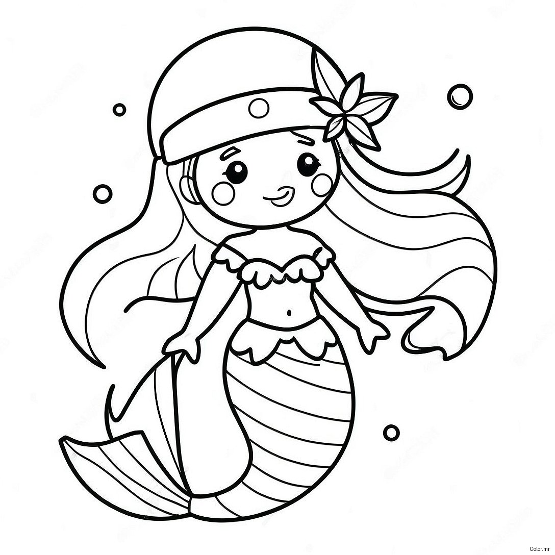 Festive Mermaid With Santa Hat Coloring Page 19659 18380