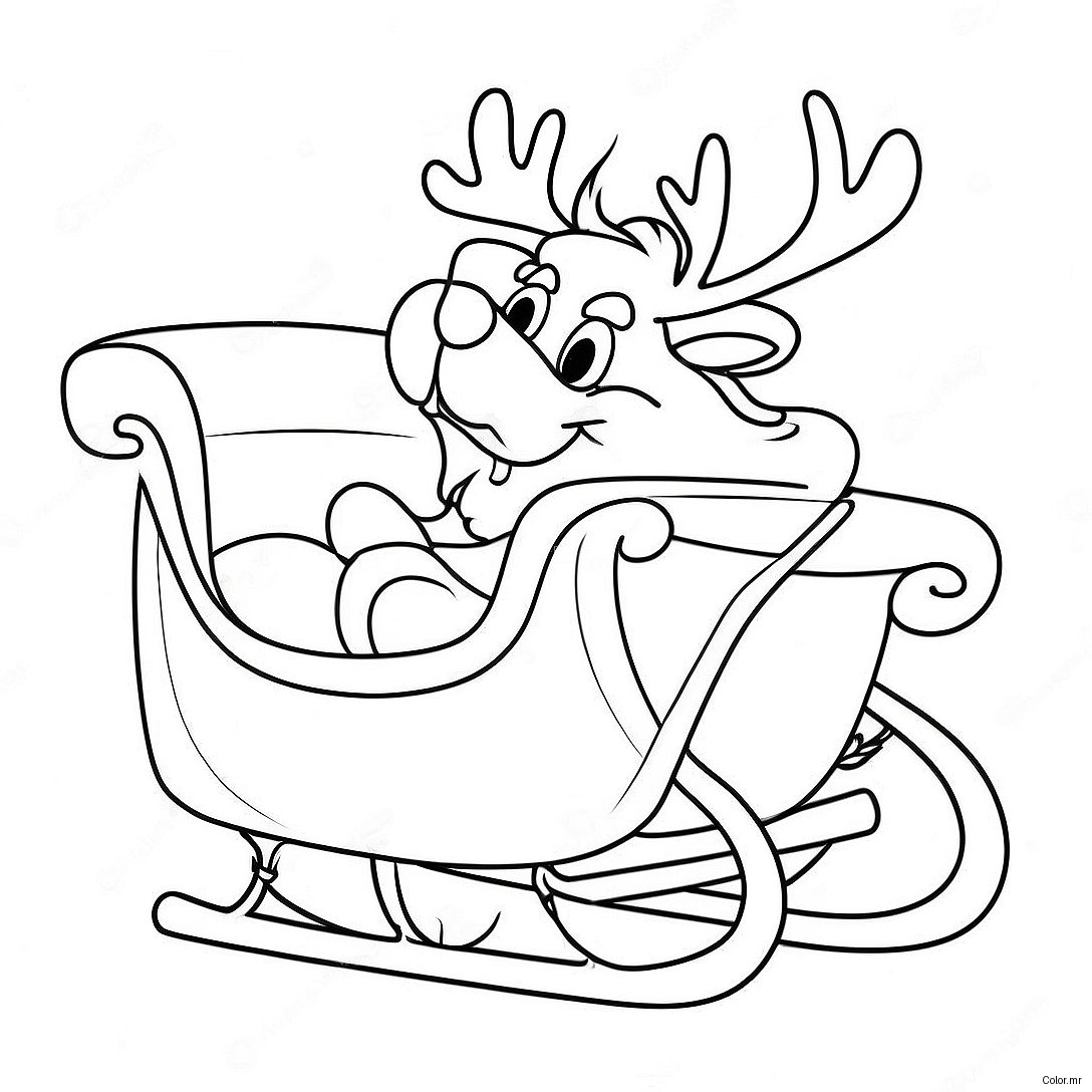 Festive Santa S Sleigh With Reindeer Coloring Page 35064 29185