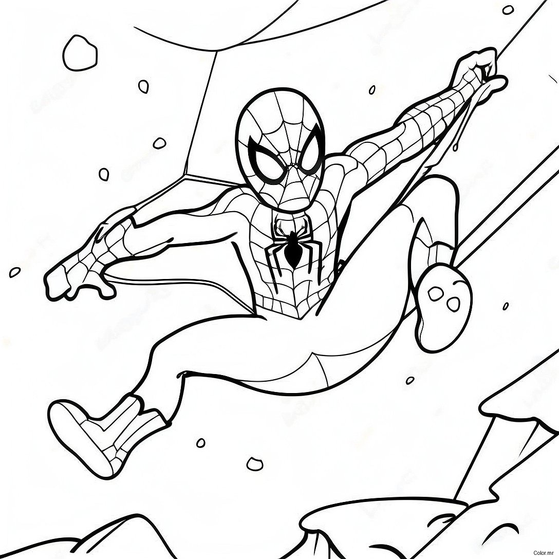 Festive Spiderman Swinging Through Snow Coloring Page 62708 51938