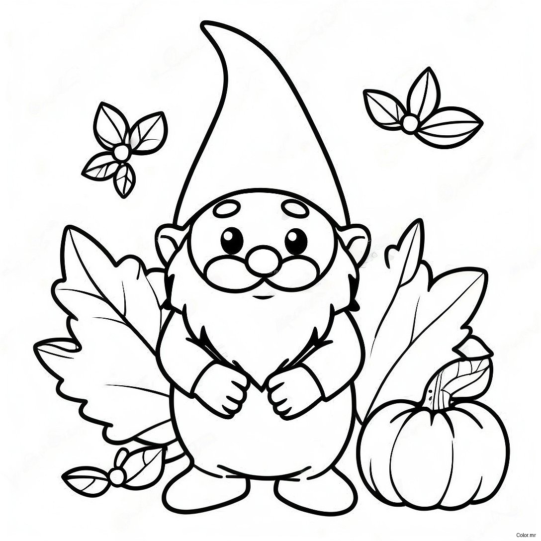 Festive Thanksgiving Gnome With Pumpkin Coloring Page 70644 58411