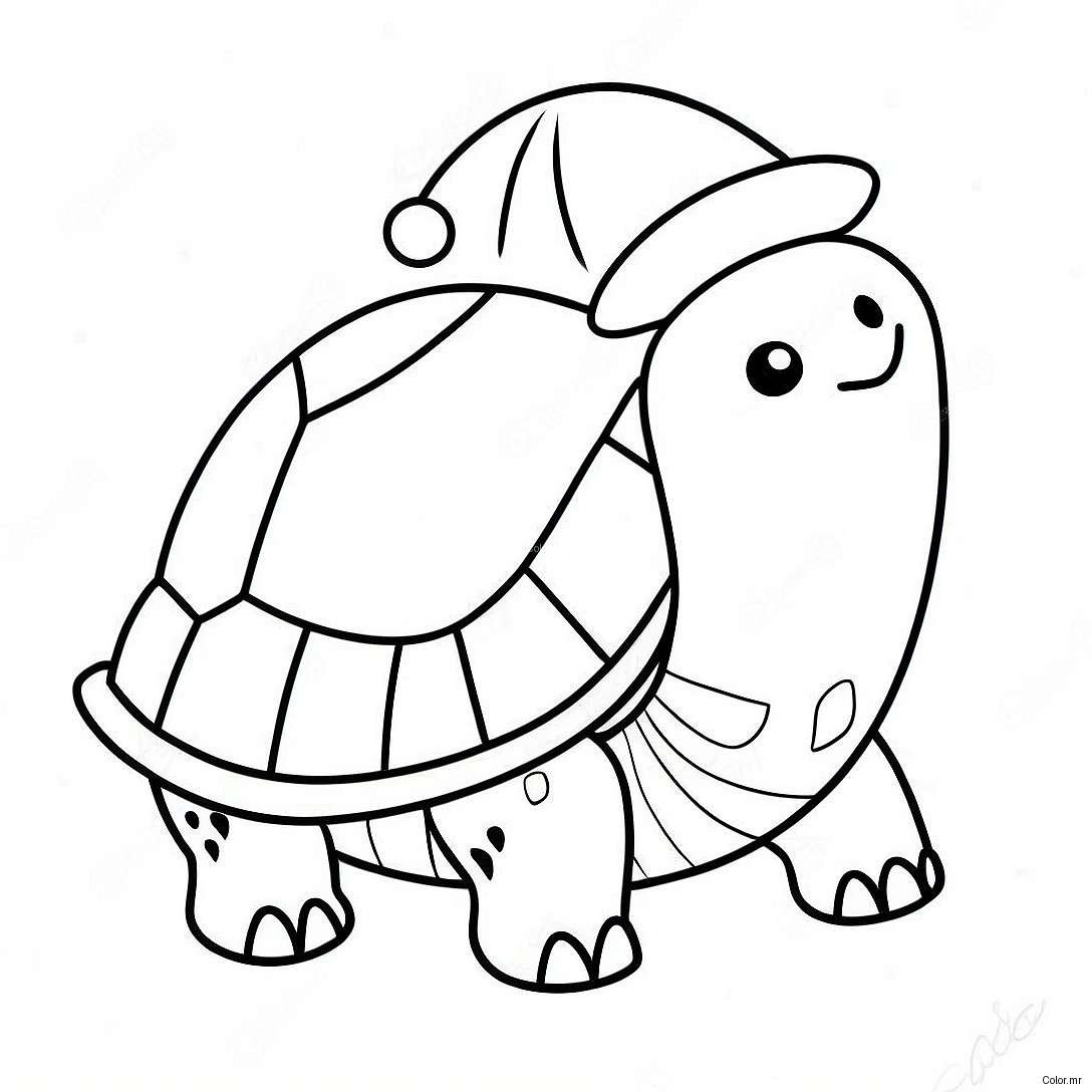 Festive Turtle With Santa Hat Coloring Page 60887 50498
