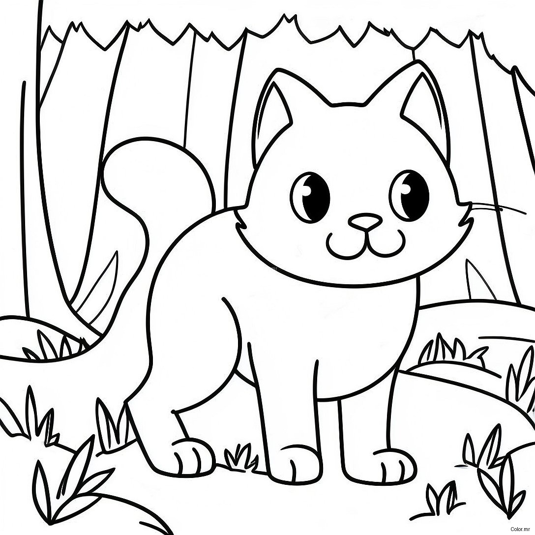 Fierce Realistic Warrior Cat In Forest Coloring Page 22404 20670