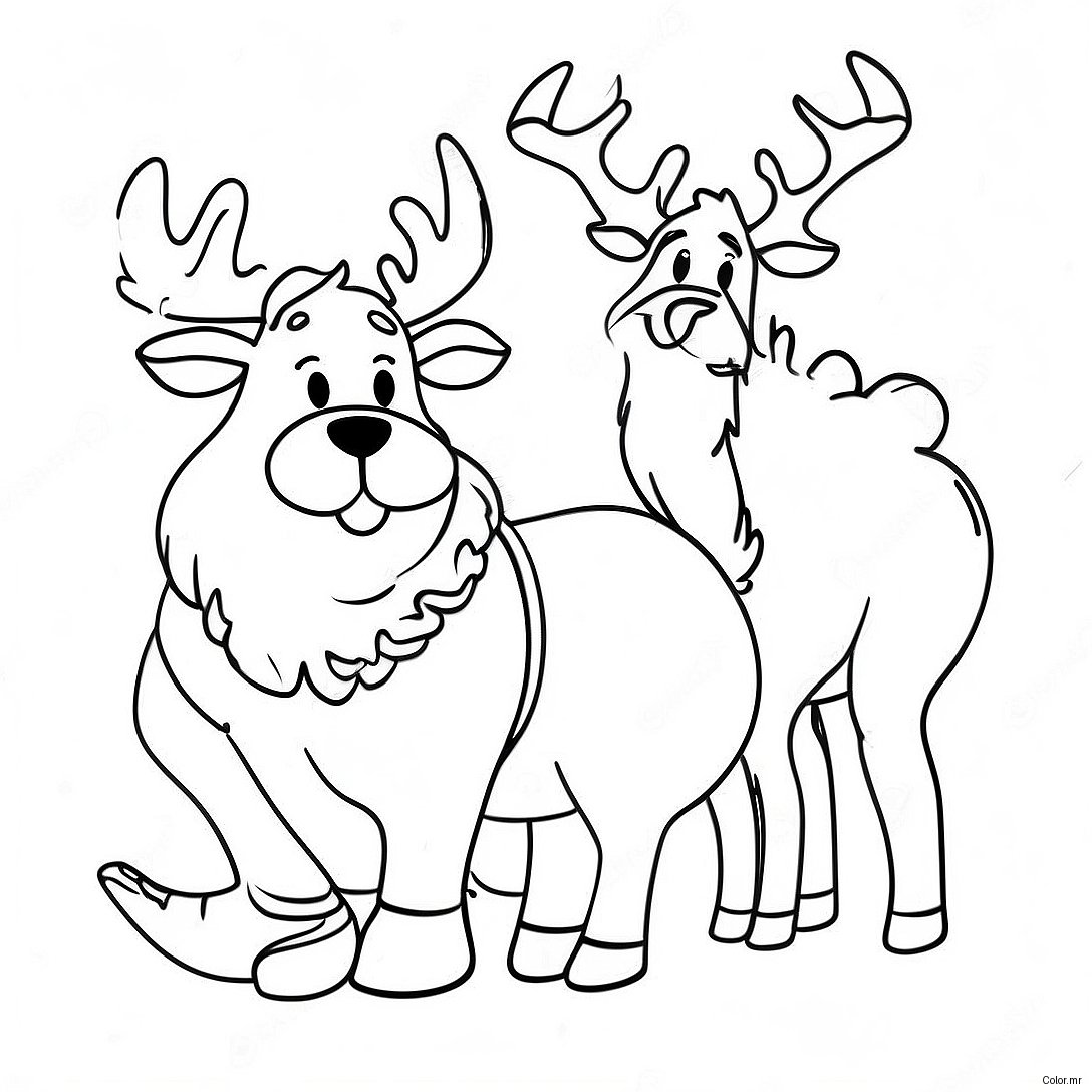 Funny Christmas Santa With Reindeer Coloring Page 4751 3820
