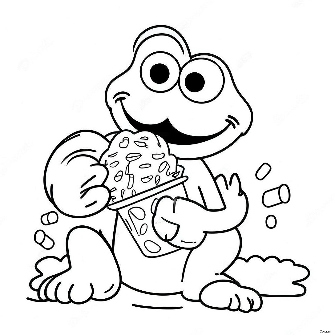 Funny Cookie Monster Eating Cookies Coloring Page 822 657