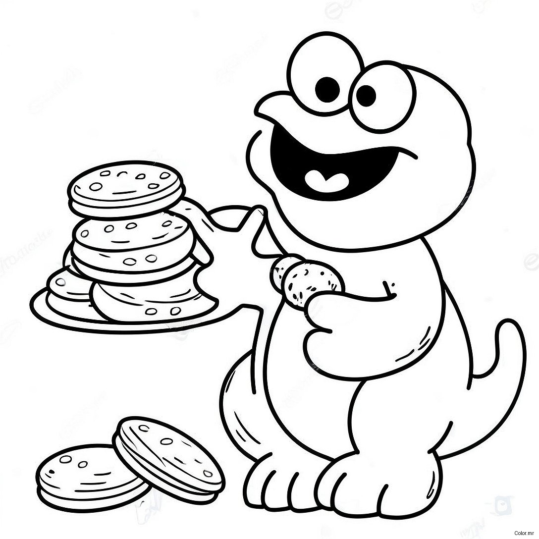Funny Cookie Monster Eating Cookies Coloring Page 822 660
